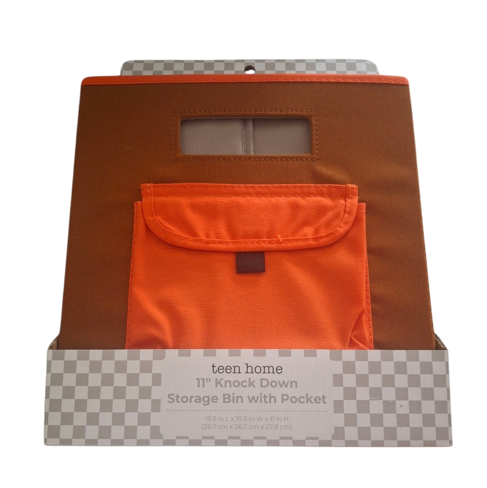 11" Knock Down Storage Bin With Pocket- NWT
